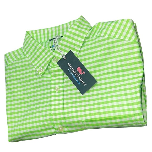 Vineyard Vines Other - Vineyard Vines Green Checkered Performance Down Shirt Size Medium Men’s